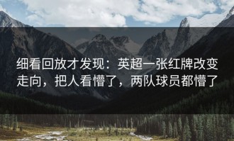 细看回放才发现：英超一张红牌改变走向，把人看懵了，两队球员都懵了
