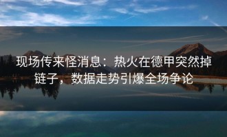 现场传来怪消息：热火在德甲突然掉链子，数据走势引爆全场争论