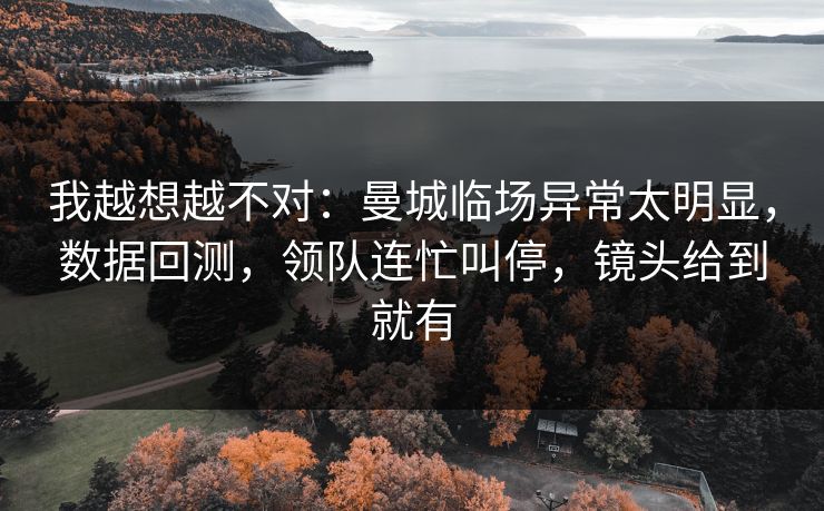 我越想越不对：曼城临场异常太明显，数据回测，领队连忙叫停，镜头给到就有