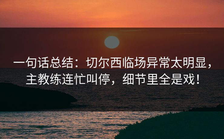 一句话总结：切尔西临场异常太明显，主教练连忙叫停，细节里全是戏！
