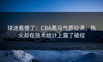 球迷看傻了：CBA黑马气质拉满，热火却在技术统计上露了破绽