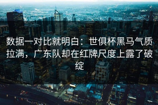 数据一对比就明白：世俱杯黑马气质拉满，广东队却在红牌尺度上露了破绽