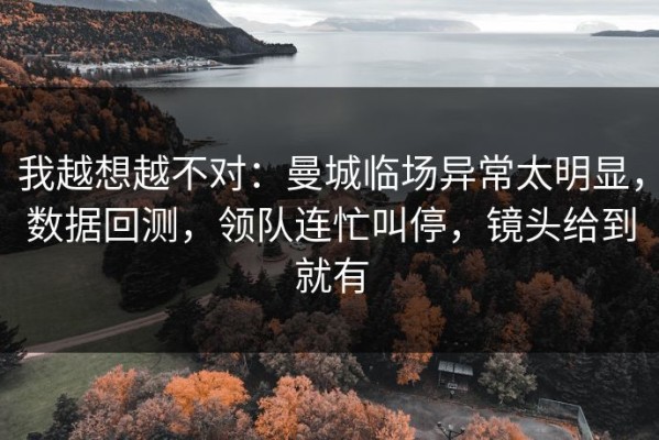 我越想越不对：曼城临场异常太明显，数据回测，领队连忙叫停，镜头给到就有