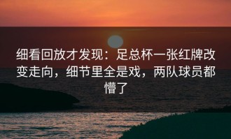 细看回放才发现：足总杯一张红牌改变走向，细节里全是戏，两队球员都懵了