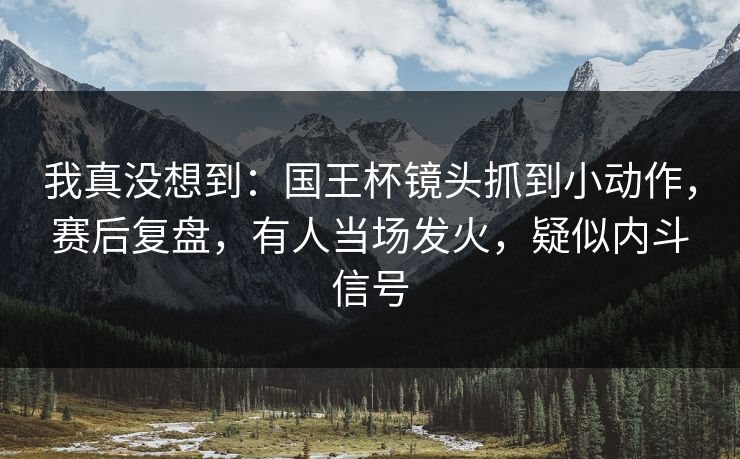 我真没想到：国王杯镜头抓到小动作，赛后复盘，有人当场发火，疑似内斗信号